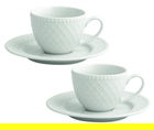 Set 2 cesti cu farfurie pentru cafea, Burlesque, Brandani, 13x5.5 cm, portelan