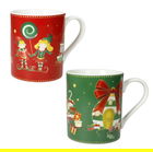 Set 2 cani, Elfomagia Red Green, Brandani, 8x9.5 cm, portelan New Bone China