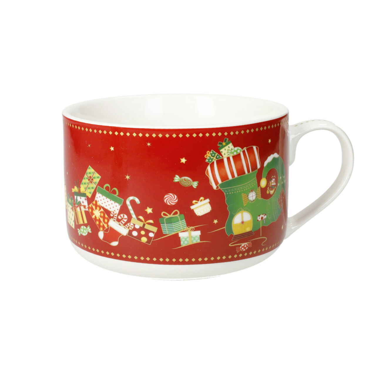 Cana mic dejun, Elfomagia Red, Brandani, 13x8.5 cm, portelan New Bone China