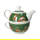 Set ceainic cu ceasca, Elfomagia Green, Brandani, 11x15x13 cm, portelan New Bone China