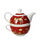 Set ceainic cu ceasca, Elfomagia Red, Brandani, 11x15x13 cm, portelan New Bone China
