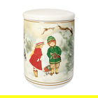 Recipient cu capac, Cuccioli Romantic Kids, Brandani, 10x14.5 cm, portelan New Bone China