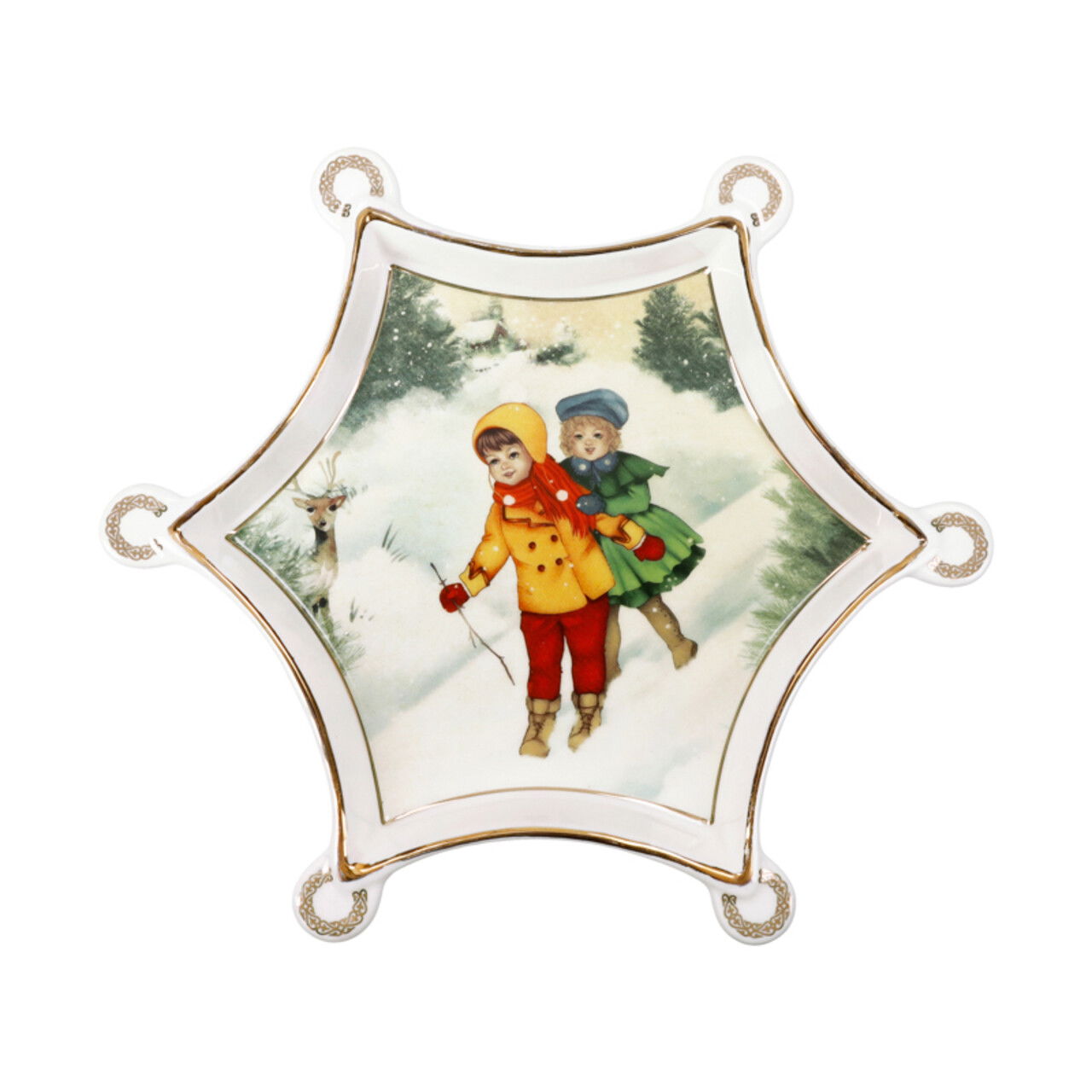 Platou servire, Cuccioli Happy Kids, Brandani, 20x20 cm, portelan New Bone China