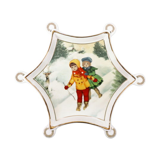 Platou servire, Cuccioli Happy Kids, Brandani, 20x20 cm, portelan New Bone China