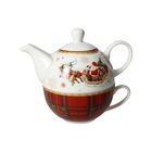 Set ceainic cu ceasca , Christmas, Brandani, 11x15x16 cm, portelan New Bone China