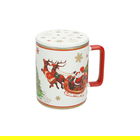Cana cu infuzor si capac, Christmas, Brandani, 8x11.5 cm, portelan New Bone China