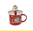 Cana cu capac si lingurita, Father Xmas Red Gold, Brandani, 10x13.5 cm, portelan New Bone China