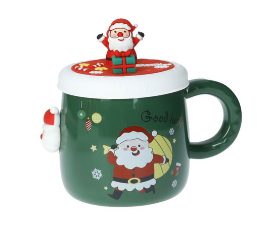 Cana cu capac, Magnet Santa Claus, Brandani, 9.5x8.5 cm, portelan New Bone China