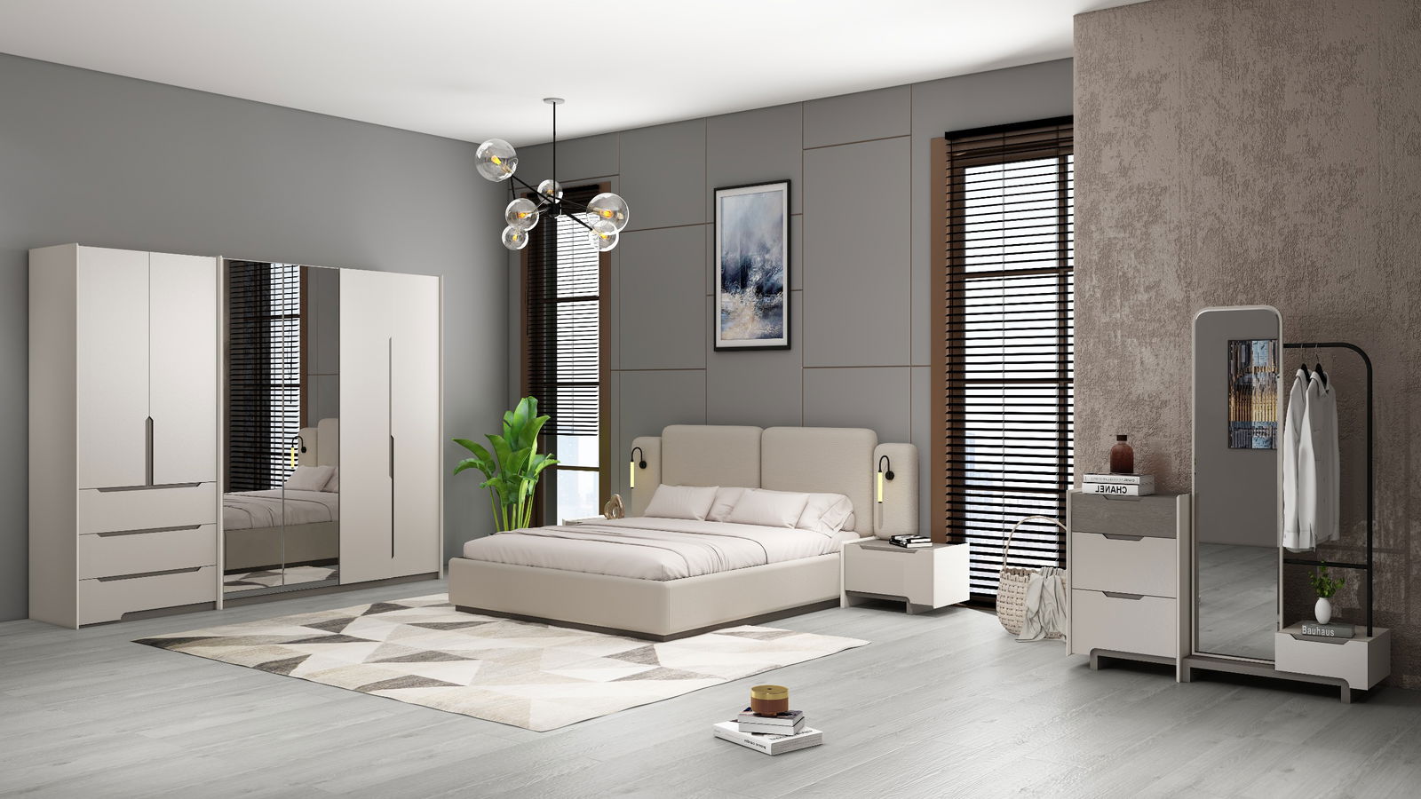 DORMITOR COMPLET ANABEL 180X200CM SALTEAUA SI SOMIERA rabatabila INCLUSE