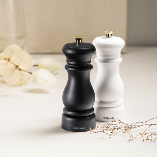 Set 2 rasnite pentru sare/piper Evron, Homla, 6x16 cm, plastic, alb/negru