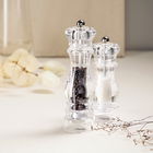 Set 2 rasnite pentru sare/piper Hallais, Homla, 6x16 cm / 6x20 cm, acril, transparent