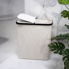 Cos de rufe cu 2 compartimente Davey, Homla, 55x34.2x60 cm, poliester/in/bambus, alb/negru