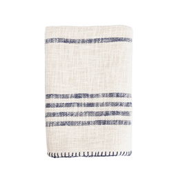 Patura Cortes, Homla, 130x170 cm, bumbac, ecru/albastru