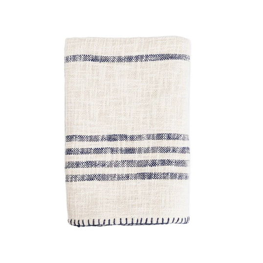 Patura Cortes, Homla, 130x170 cm, bumbac, ecru/albastru