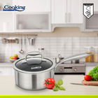 Cratita cu capac Titanium3, Cooking by Heinner, 16x8.5 cm, 1.6 L, inox/sticla, argintiu