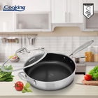 Tigaie adanca Titanium3, Cooking by Heinner, 24x6.5 cm, 2.7 L, inox/sticla, argintiu