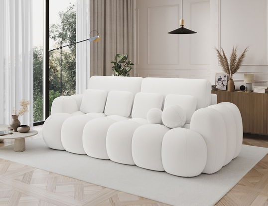 Canapea extensibila 3 locuri ELTAP, Cotonn, 256x119x105 cm, lemn/poliester, alb