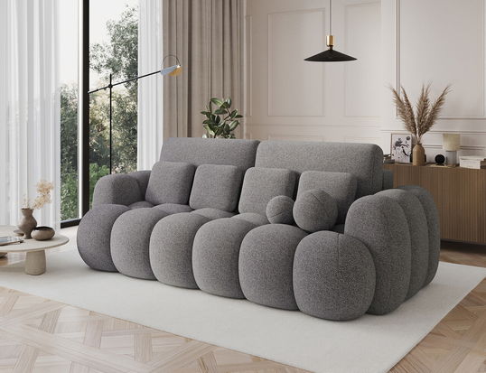 Canapea extensibila 3 locuri ELTAP, Cotonn, 256x119x105 cm, lemn/poliester, gri inchis