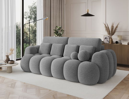 Canapea extensibila 3 locuri ELTAP, Cotonn, 256x119x105 cm, lemn/poliester, gri