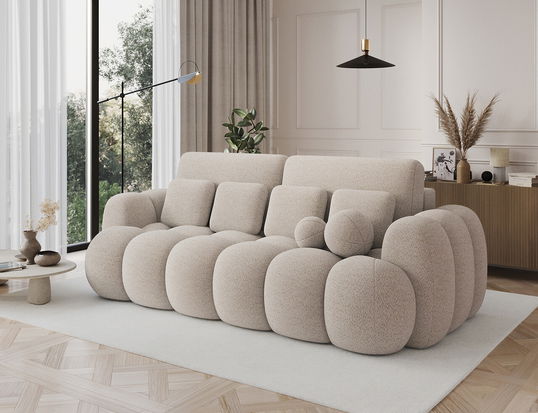 Canapea extensibila 3 locuri ELTAP, Cotonn, 256x119x105 cm, lemn/poliester, bej deschis