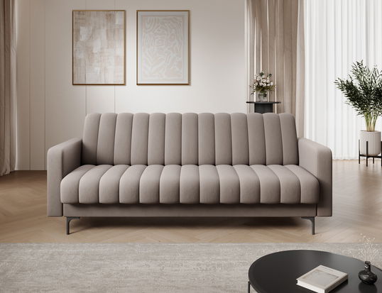 Canapea extensibila 3 locuri ELTAP, Roneyy, 212x89x86 cm, lemn/poliester, bej inchis