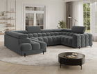 Coltar extensibil stanga 3 locuri ELTAP, LT-06SO, Fectory, 346x205x93 cm, lemn/poliester, gri inchis