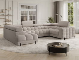Coltar extensibil stanga 3 locuri ELTAP, LT-18ROY, Fectory, 346x205x93 cm, lemn/poliester, bej deschis