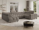 Coltar extensibil stanga 3 locuri ELTAP, LT-20ROY, Fectory, 346x205x93 cm, lemn/poliester, maro