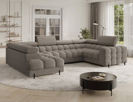 Coltar extensibil stanga 3 locuri ELTAP, LT-20ROY, Fectory, 346x205x93 cm, lemn/poliester, maro