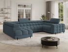 Coltar extensibil stanga 3 locuri ELTAP, LT-40JAF, Fectory, 346x205x93 cm, lemn/poliester, albastru