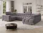 Coltar extensibil dreapta 3 locuri ELTAP, RT-04AU, Fectory, 346x205x93 cm, lemn/poliester, gri inchis