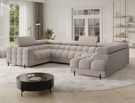 Coltar extensibil dreapta 3 locuri ELTAP, RT-18ROY, Fectory, 346x205x93 cm, lemn/poliester, bej deschis