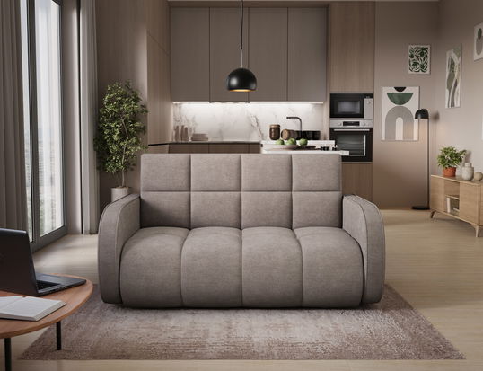 Canapea extensibila 3 locuri ELTAP, Deverio, 154x103x83 cm, lemn/poliester, bej inchis