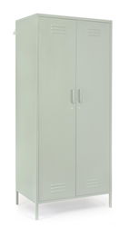 Dulap cu 2 usi Cambridge, Bizzotto, 2 rafturi reglabile, 80x50x185 cm, otel, verde sage