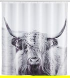 Perdea de dus Yak, Wenko, 180x200 cm, plastic/poliester, alb/negru