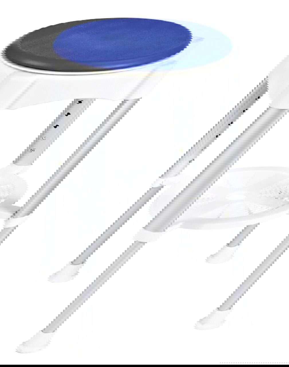 Scaun de dus reglabil Maximex, Shower, 35x59 cm, aluminiu, alb/albastru