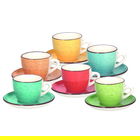 Set 6 cesti de cafea cu farfurie Louise Art and Pepper, Tognana Porcellane, 95 ml, ceramica, multicolor