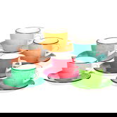 Set 6 cesti de cafea cu farfurie Louise Art and Pepper, Tognana Porcellane, 95 ml, ceramica, multicolor