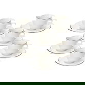 Set 6 cesti de cafea cu farfurie Madison Fascetta Oro, Tognana, 90 ml, portelan, alb/auriu
