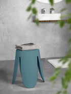 Taburet pentru baie Comiso, Wenko, 44.5x46 cm, plastic/poliuretan, albastru petrol