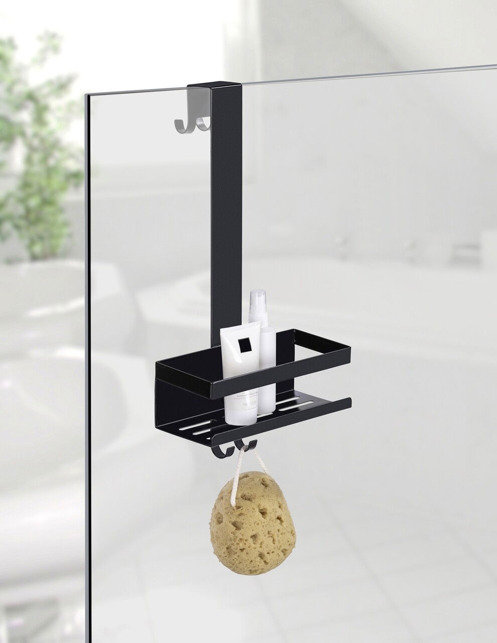 Etajera suspendata pentru baie Bribano Uno, Wenko, 23x18x44.5 cm, inox, negru