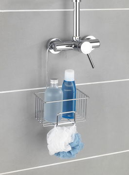 Etajera suspendata pentru baie Milito, Wenko, 18x13x28.5 cm, inox/PET, argintiu