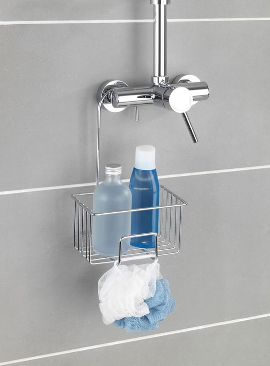 Etajera suspendata pentru baie Milito, Wenko, 18x13x28.5 cm, inox/PET, argintiu