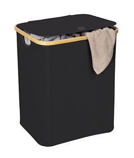 Cos pentru rufe Ecori, Wenko, 41x33x50 cm, poliester, negru/natur