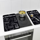 Set 2 protectii universale pentru aragaz Kitchen Rules, Wenko, 30x52x1.8-5 cm, sticla temperata, negru/alb