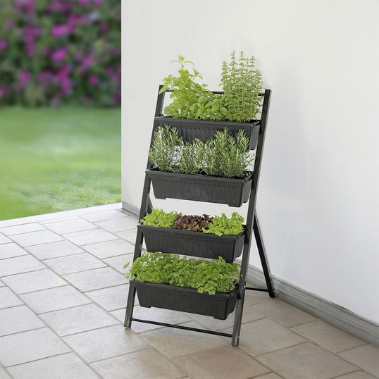 Suport pentru flori Vertical, Maximex, 56.5x62x108 cm, metal/polipropilena, negru