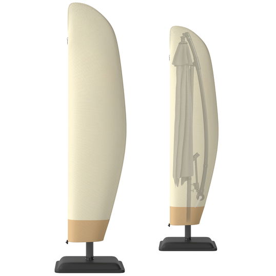 Outsunny Husă pentru Umbrelă de Grădină Impermeabilă cu Fermoar si Șnur din Țesătură, 220x56x56 cm, Bej și Cafeniu | Aosom Romania
