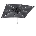 Outsunny Parasol de grădină Parasol drept 3 x 2 m luminos rectangular inclinabil cu LED solar oţel poliester de înaltă densitate gri | Aosom Romania