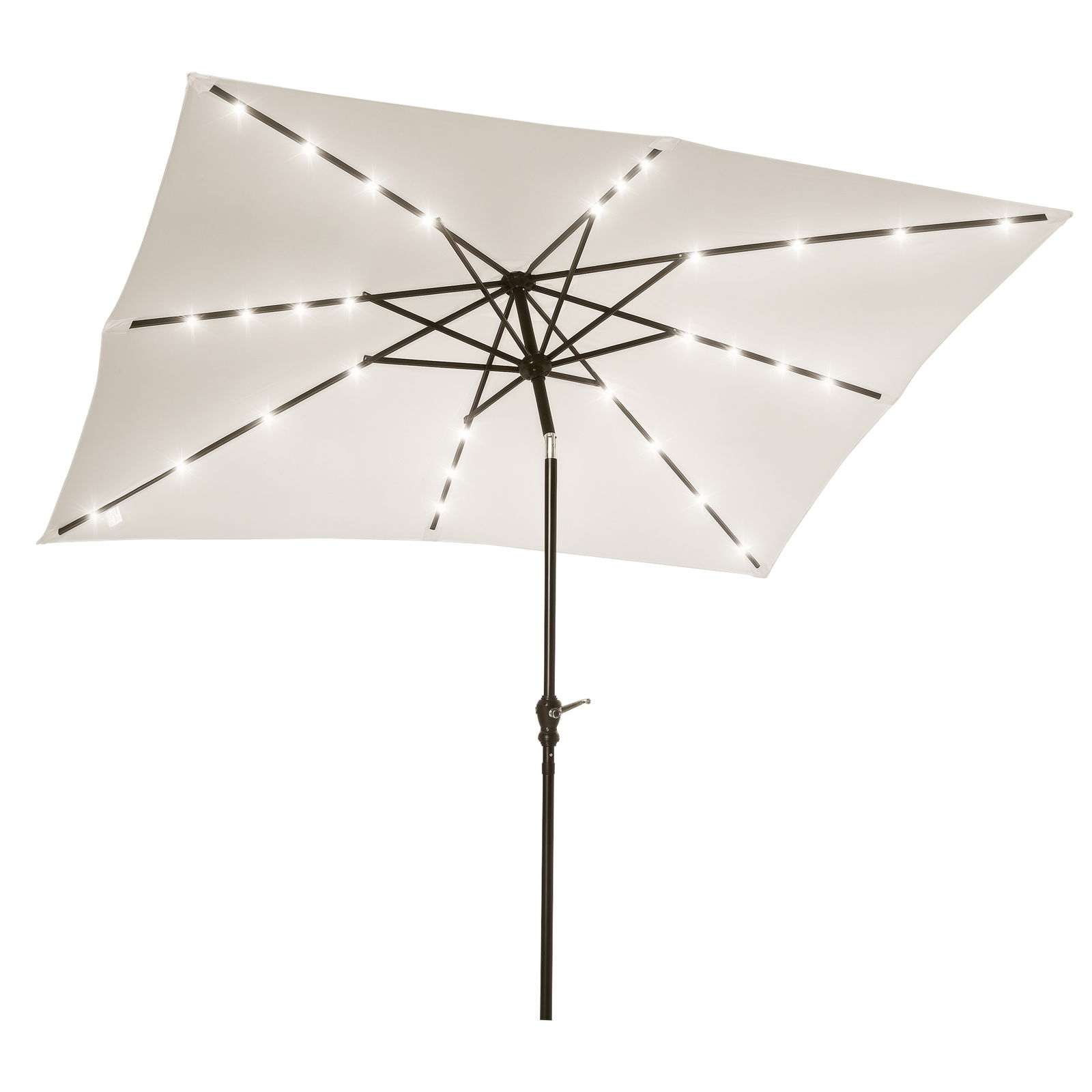 Outsunny Parasol de gradina parasol drept 3 x 2 m luminos rectangular inclinabil parasol LED solar otel poliester crem | Aosom Romania