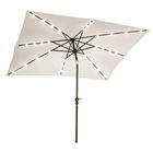 Outsunny Parasol de gradina parasol drept 3 x 2 m luminos rectangular inclinabil parasol LED solar otel poliester crem | Aosom Romania